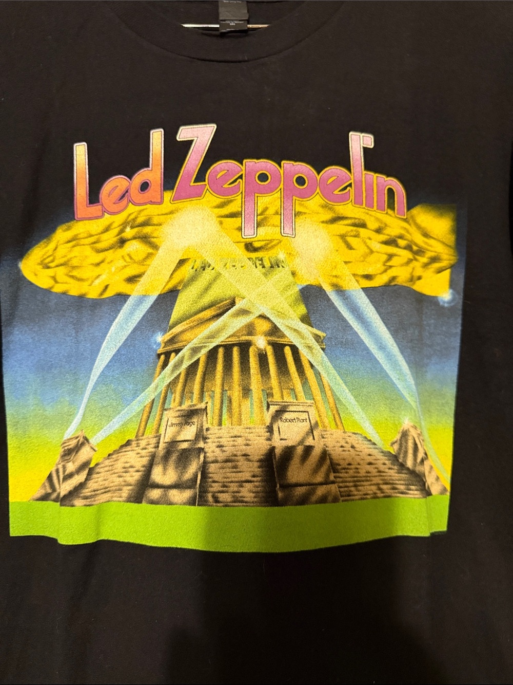 Led Zeppelin Graphic Band Tee - Black with Yellow & Pink Print